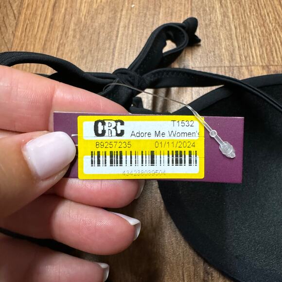 Adore Me Womens Solid Black Push Up Halter Bikini Swim Top Size 34A Bra Cup - Picture 6 of 6